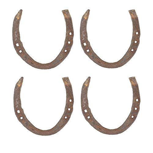 Wonder Care Herradura de caballo de trabajo usado (desgastado) – Limpiada y galvanizada – El tipo de la suerte – Plata (hierro rústico) – Paquete de 4
