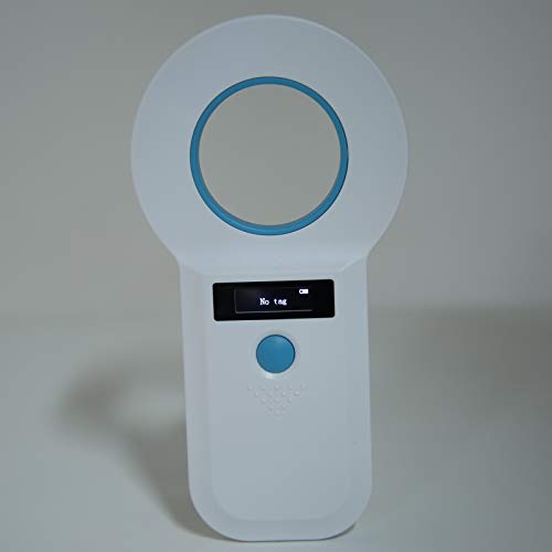 WOUPY Lector de Etiquetas de Animales, 134,2 kHz / 125 kHz, Lector de Chips para Mascotas, portátil de plástico ABS con Carga USB para Perro Mascota