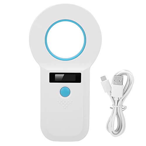 WOUPY Lector de Etiquetas de Animales, 134,2 kHz / 125 kHz, Lector de Chips para Mascotas, portátil de plástico ABS con Carga USB para Perro Mascota