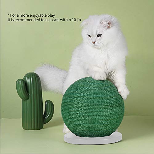 Wovatech Tablero rascador de gato - Poste rascador de gato de cactus - Juguete interactivo de gato de sisal con bola de juguete - Juguete de cactus redondo divertido antiarañazos para gatos que juegan