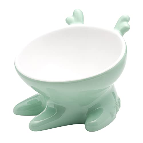WQLP Cuenco de cerámica para Perros, Cuencos de cerámica para Gatos, Forma de Cervatillo, artículos para Mascotas, Azul, Morado, Adecuado para Gatos, Perros pequeños y medianos