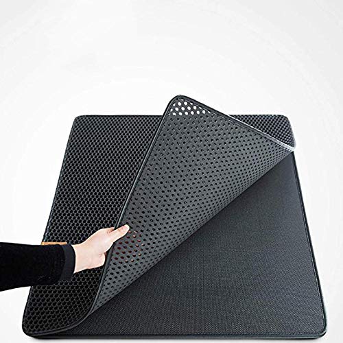 Wuwei Estera de Arena para Gatos Alfombra para Gatos EVA Doble Capa Extraíble Accesorios Gatos para Tu Amigo Peludo(Gris 45X60cm)
