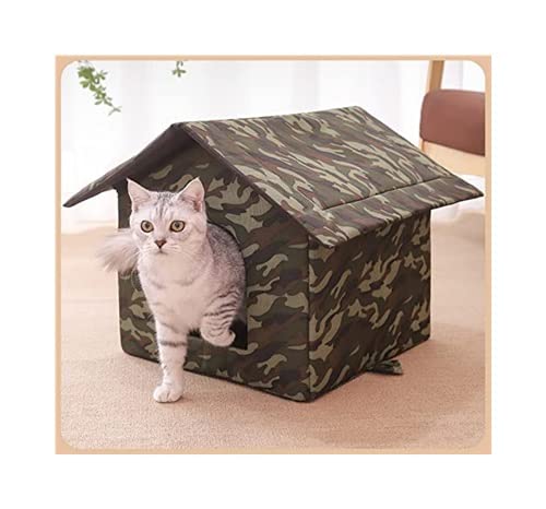 W&Y-YWSH Ropa Gato Casa de Gato for Gatos al Aire Libre en Invierno, Invierno cálido Spray Gatos Refugio, Cabina de Tiendas de Gato Plegable a Prueba de Intemperie a Prueba de Intemperie (L, Verde)