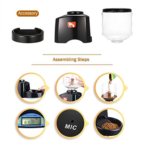 WYH Gato Comedero Alimentador automático del Animal doméstico for el Perro Gato eléctrico seco Triturador Cuenco Plato con el Temporizador de grabación de Voz Cuenco Comedero