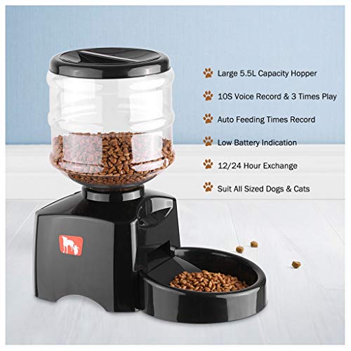 WYH Gato Comedero Alimentador automático del Animal doméstico for el Perro Gato eléctrico seco Triturador Cuenco Plato con el Temporizador de grabación de Voz Cuenco Comedero
