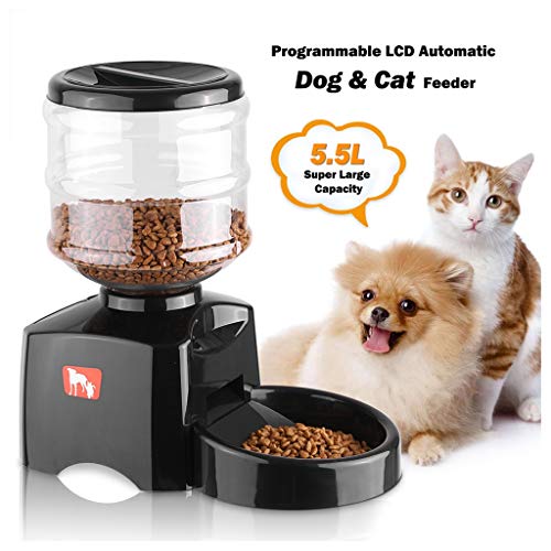 WYH Gato Comedero Alimentador automático del Animal doméstico for el Perro Gato eléctrico seco Triturador Cuenco Plato con el Temporizador de grabación de Voz Cuenco Comedero