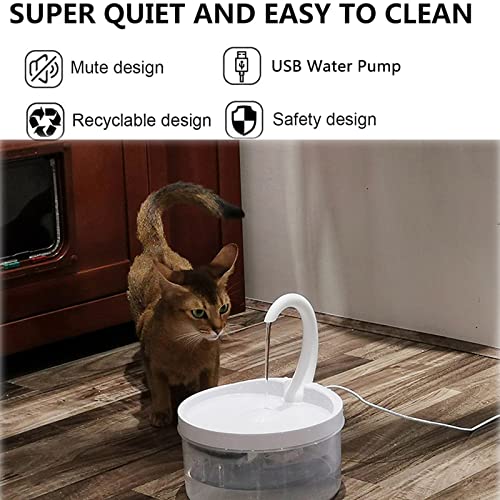 WYHHH Fuente de Agua para Gatos para Beber, Súper Silenciosa Fuente para Perros 2L Fuente de Agua para Mascotas para Gatos Automática con Agua Nivel LED Indicadora