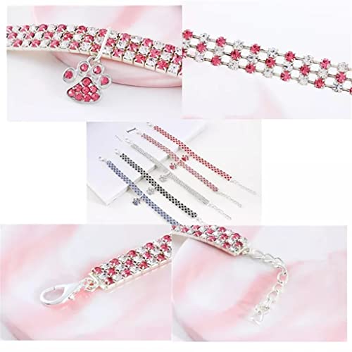 WYJJP Precioso colgante de pata para mascotas, collares elásticos de cristal brillante para gatos, Collar de perro de cristal brillante, collar de diamantes de imitación completo, collares para perro