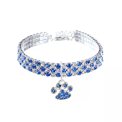 WYJJP Precioso colgante de pata para mascotas, collares elásticos de cristal brillante para gatos, Collar de perro de cristal brillante, collar de diamantes de imitación completo, collares para perro