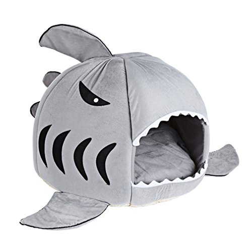 WYSBAOSHU Pet Warm Soft Sleeping Bag Perro de tiburón Perro de la Perrera de Cama Casa (M, Gris)