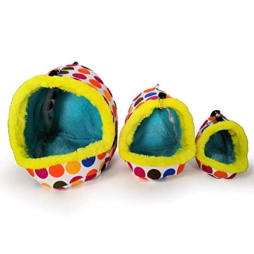 WZCXYX Cálido Suave Felpa Pájaros Loro Hamaca Nido Mascotas Colgar Cama Cueva Jaula Loro Hamaca Coral Terciopelo Cabaña Casa Adecuada para Lovebird(Size:Grande)