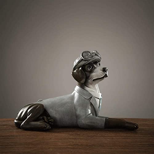 WZLYHD Modelo de Juguete para Perros Estatuillas de Perros Simulación Lucky Gentleman Ornamentos for Perros Resina Material artesanía, for gabinete de Vino Sala de Estar Decoración de Entrada