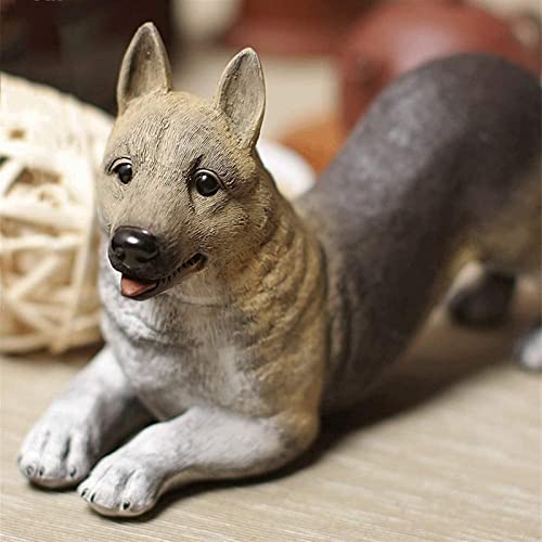 WZLYHD Modelo de Juguete para Perros Figuras for Perros 23 cm Simulación Pastor alemán Perro Mentira Prone Position Material de Arena púrpura, Decoración de Escritorio (Size : 23cm)