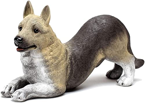 WZLYHD Modelo de Juguete para Perros Figuras for Perros 23 cm Simulación Pastor alemán Perro Mentira Prone Position Material de Arena púrpura, Decoración de Escritorio (Size : 23cm)