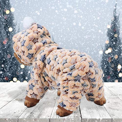 XiangXin Pijama cálido para Mascotas, Mono Sandy para Mascotas, Estrella cálida de Invierno Beige para Perro Mascota(M)