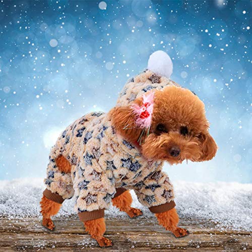 XiangXin Pijama cálido para Mascotas, Mono Sandy para Mascotas, Estrella cálida de Invierno Beige para Perro Mascota(M)