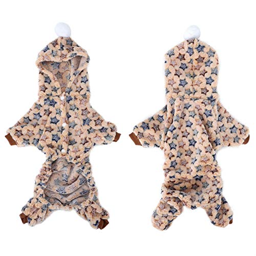 XiangXin Pijama cálido para Mascotas, Mono Sandy para Mascotas, Estrella cálida de Invierno Beige para Perro Mascota(M)