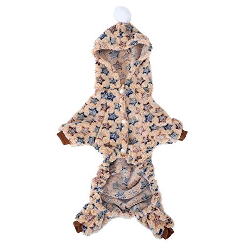 XiangXin Pijama cálido para Mascotas, Mono Sandy para Mascotas, Estrella cálida de Invierno Beige para Perro Mascota(M)