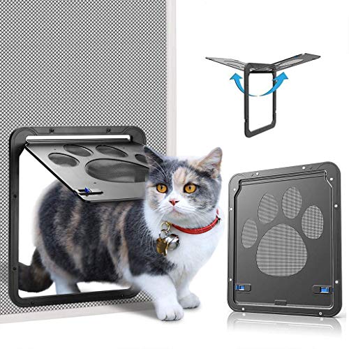 Xiao Puerta para Perros Gatos Puerta Mosquitera para Mascotas Gatera Gatos Cerradura Automática Puerta Magnética para Gato Gatito Perro Perrito Mascotas Seguridad,A,24cm*29cm