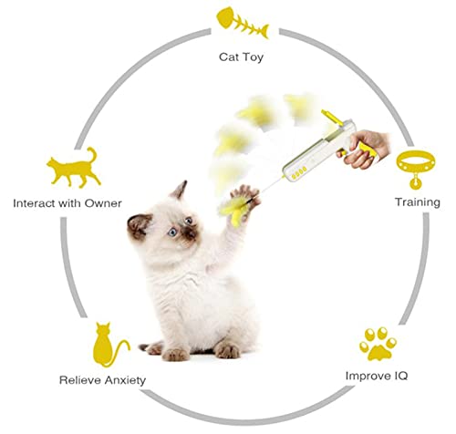 xiaoji Divertido Juguete para Gatos, Artefacto De Rebote, Palo De Lucha para Gatos, Plumas De Gato, Pistola De Juguete para Gatos De Rebote Interactiva con Bola Y Pluma Reemplazables C