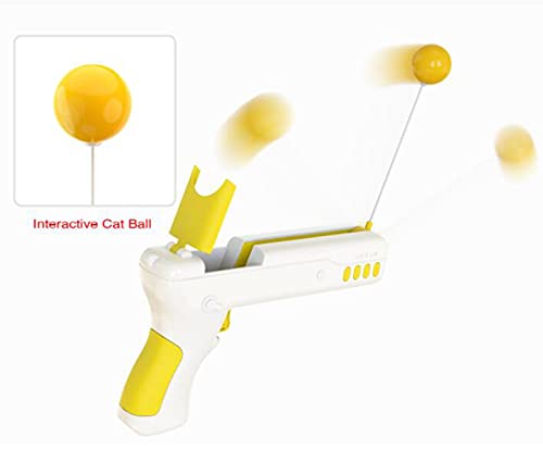 xiaoji Divertido Juguete para Gatos, Artefacto De Rebote, Palo De Lucha para Gatos, Plumas De Gato, Pistola De Juguete para Gatos De Rebote Interactiva con Bola Y Pluma Reemplazables C