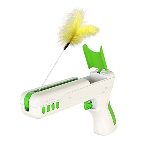 xiaoji Divertido Juguete para Gatos, Artefacto De Rebote, Palo De Lucha para Gatos, Plumas De Gato, Pistola De Juguete para Gatos De Rebote Interactiva con Bola Y Pluma Reemplazables C