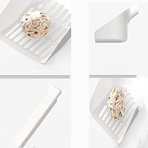xiaoruiarui Conjunto con una Pala de Doble Uso del Gato de la Pala Scooper asa con el Agujero de gradiente Inclinado Distancia de la Distancia Blanco Plus Powder Cat Litter Scooper