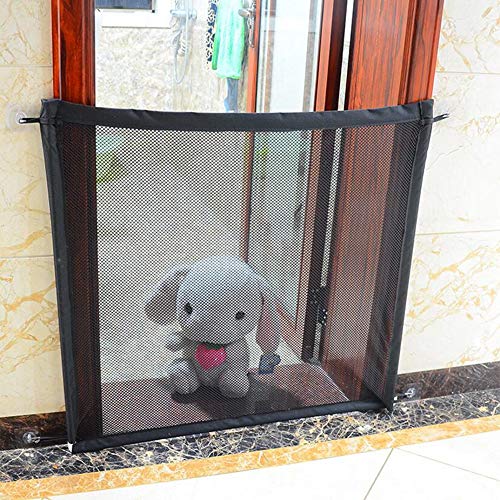 XIAOYAN- Perro Deflector de Puerta de la Puerta Dormitorio Aislamiento Interior Pet Barrier Balcón Valla Anti-Escape de Corte Libre (Color : Black, Size : 150×75cm)