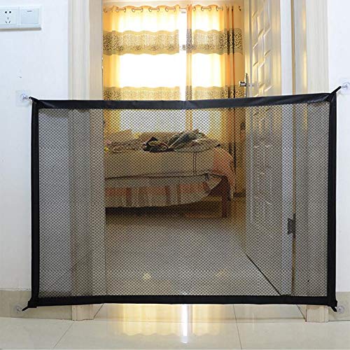 XIAOYAN- Perro Deflector de Puerta de la Puerta Dormitorio Aislamiento Interior Pet Barrier Balcón Valla Anti-Escape de Corte Libre (Color : Black, Size : 150×75cm)