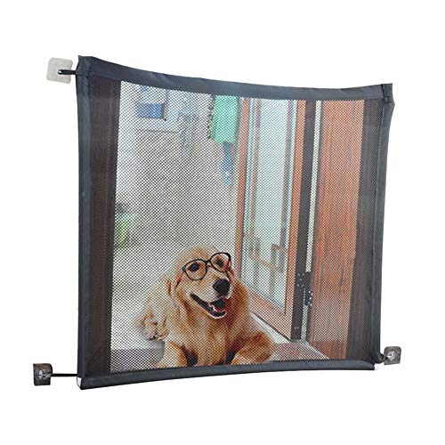 XIAOYAN- Perro Deflector de Puerta de la Puerta Dormitorio Aislamiento Interior Pet Barrier Balcón Valla Anti-Escape de Corte Libre (Color : Black, Size : 150×75cm)