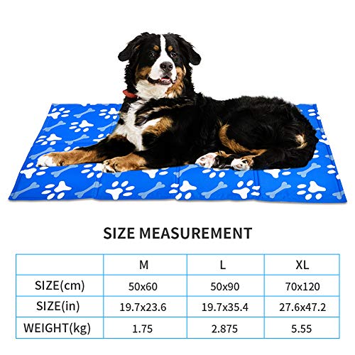 XIAPIA Alfombrilla Refrigerante Perros/Gatos, Manta de Refrigeración para Mascotas Grandes Medianos, Alfombra Refrescante Colchoneta Cama Gato Frio Animales Colchon Mascotas para Verano, 70x120cm, XL