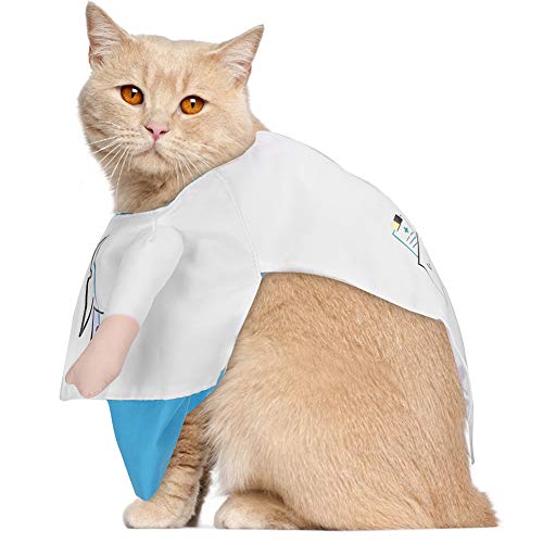 Xinapy Disfraz de Doctor de Gato Mini Ropa de Perro Gracioso Lindo Traje de Doctor Ropa de Disfraces de Tela para Halloween Vacaciones de Navidad