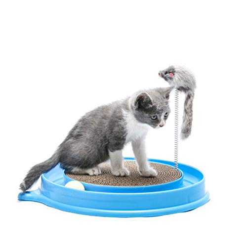 Xinapy Juguete Rascador de Gato Rascador de Gato Y Juego de Cartón Divertido Juguete Rascador Redondo con Bola Y Ratón Peludo Juguetes Interactivos para Gatos Rodillo