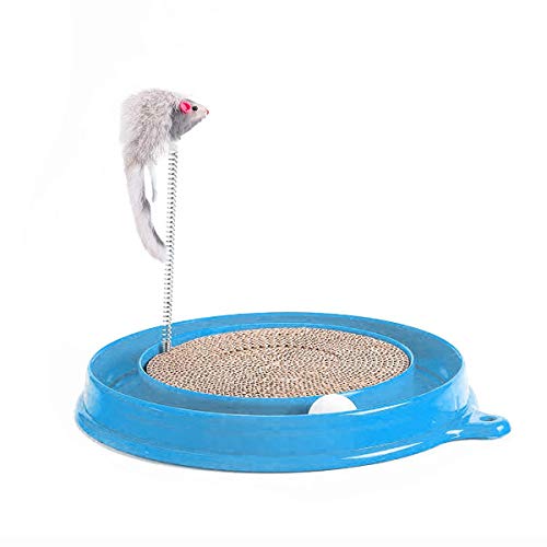 Xinapy Juguete Rascador de Gato Rascador de Gato Y Juego de Cartón Divertido Juguete Rascador Redondo con Bola Y Ratón Peludo Juguetes Interactivos para Gatos Rodillo