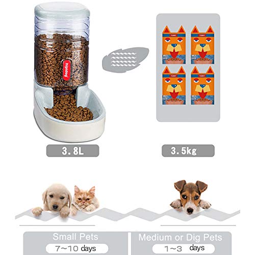 XingCheng-Sport Alimentador automático para Mascotas pequeñas y Medianas. Alimentador automático y dispensador de Agua 3.8L (Deep Gray)