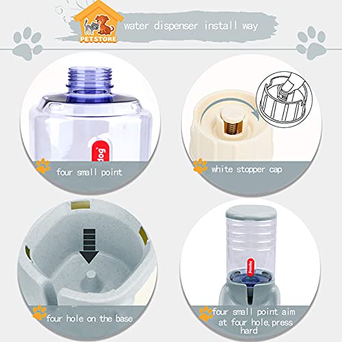 XingCheng-Sport Alimentador automático para Mascotas pequeñas y Medianas. Alimentador automático y dispensador de Agua 3.8L (Deep Gray)