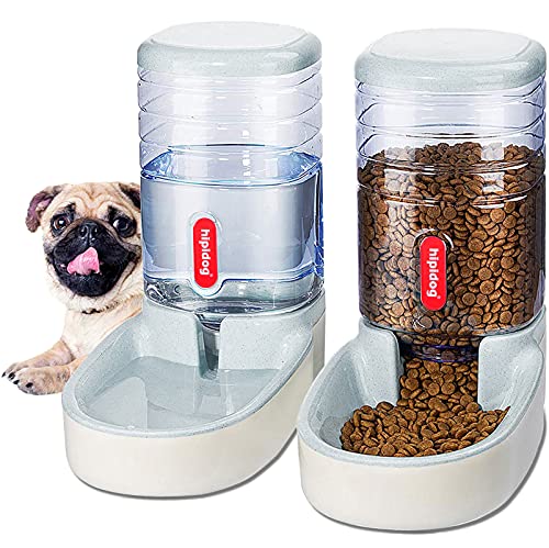 XingCheng-Sport Alimentador automático para Mascotas pequeñas y Medianas. Alimentador automático y dispensador de Agua 3.8L (Deep Gray)