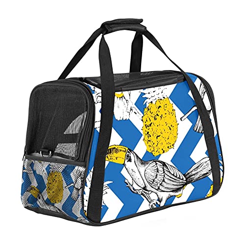 Xingruyun Bolsa de Transporte para Mascotas Tucanes Piña Transportín Perro Gato Transpirable Bolsa para Mascotas con Correa 43x26x30 cm