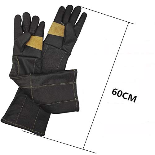 XINGSEB Cuerda Anti-Mordidas Seguridad Guantes,Ultra Largos Anti-mordedura/arañazos Piel de Vaca Anti-Mordida Guante para Perros, Gatos, Lagartos, Serpientes, Erizos, Reptiles, Color Aleatorio