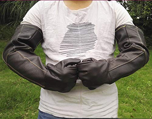 XINGSEB Cuerda Anti-Mordidas Seguridad Guantes,Ultra Largos Anti-mordedura/arañazos Piel de Vaca Anti-Mordida Guante para Perros, Gatos, Lagartos, Serpientes, Erizos, Reptiles, Color Aleatorio