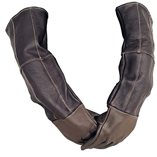 XINGSEB Cuerda Anti-Mordidas Seguridad Guantes,Ultra Largos Anti-mordedura/arañazos Piel de Vaca Anti-Mordida Guante para Perros, Gatos, Lagartos, Serpientes, Erizos, Reptiles, Color Aleatorio