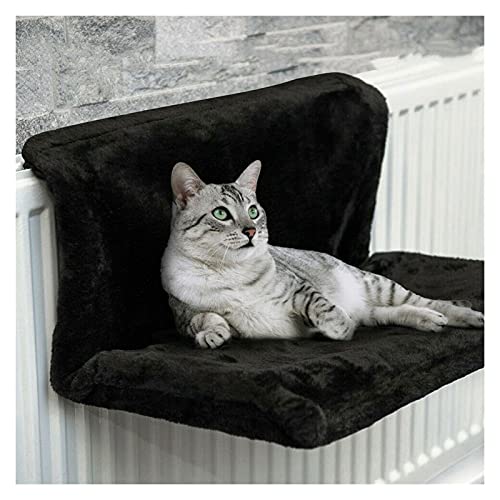 xinxinchaoshi Hamaca Mascota Mascota Gato Animal hammack radiador Cama Colgando Invierno cálido vellón Canasta hambols Metal Hierro Marco Dormir Cama para Gatos Hamaca de Gato (Color : Black)