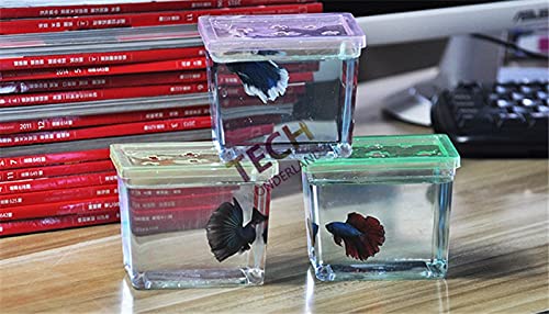 xinxinchaoshi Pecera Colorido Betta casa rectángulo Lucha Betta Pescado Tanque Acuario Sala de Estar Oficina Escritorio Descuento de la casa Acuario Pequeño (Color : Color, Size : ARC Shaped)