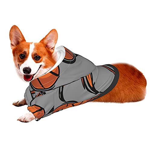 XIWEB Sudadera con capucha para mascotas de baloncesto, transpirable, no es fácil de hacer bolitas, deportes, pelota de gatos y perros, animales, ropa de L