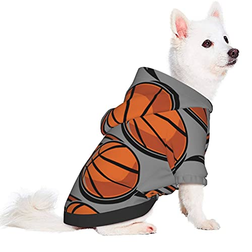 XIWEB Sudadera con capucha para mascotas de baloncesto, transpirable, no es fácil de hacer bolitas, deportes, pelota de gatos y perros, animales, ropa de L