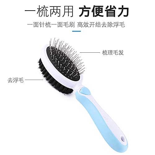XKUN Cepillo para Perros Pet Doble Los Pincular Pinculo Perro Cat Cat Cat Met Cara Mayor Herramienta para Pieza De Pequeño para Pierdos Pelo Largo Y Corto Pelo-E,S19Cm
