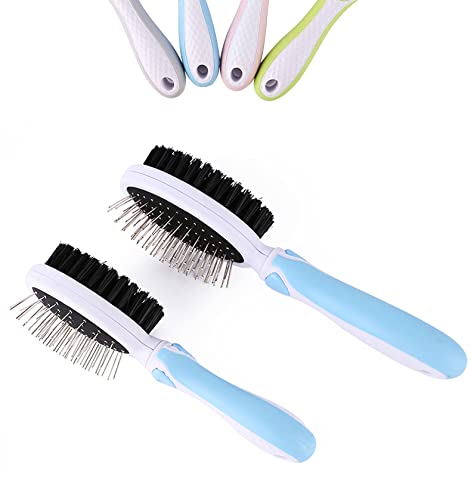 XKUN Cepillo para Perros Pet Doble Los Pincular Pinculo Perro Cat Cat Cat Met Cara Mayor Herramienta para Pieza De Pequeño para Pierdos Pelo Largo Y Corto Pelo-E,S19Cm