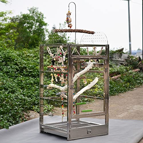 XQWERJ Bird Cage Metal Cage Luxury Bird Cage Parrot Breeding Cage Large Pet Cage Outdoor Durable (Silver 56 * 54 * 125cm)