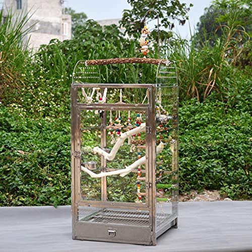 XQWERJ Bird Cage Metal Cage Luxury Bird Cage Parrot Breeding Cage Large Pet Cage Outdoor Durable (Silver 56 * 54 * 125cm)