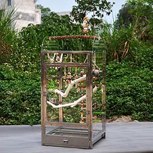 XQWERJ Bird Cage Metal Cage Luxury Bird Cage Parrot Breeding Cage Large Pet Cage Outdoor Durable (Silver 56 * 54 * 125cm)